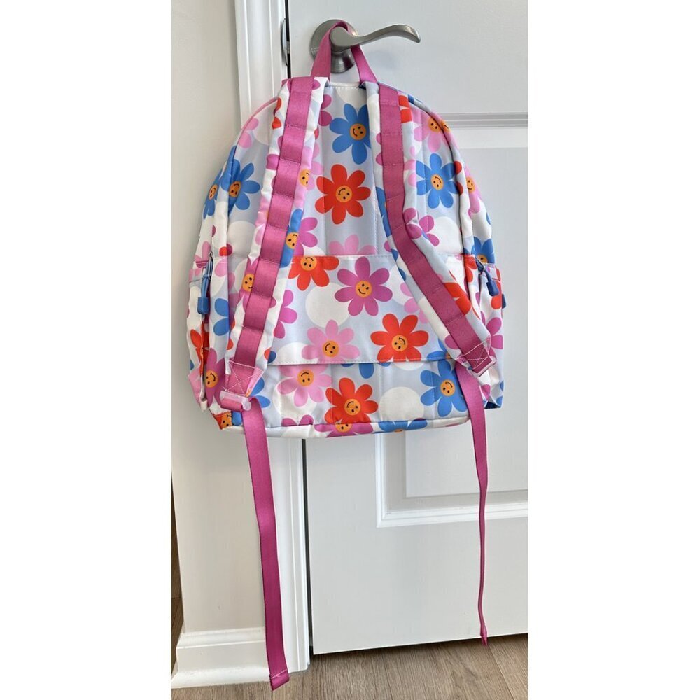 STATE Kids Backpack - White with Blue Pink Red Floral Smiley Print - Picture 8 of 10